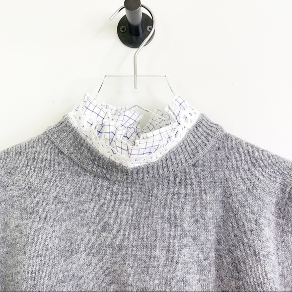 Sandro Carone Sweater Grey Wool Ruffle neck Small - Picture 4 of 9
